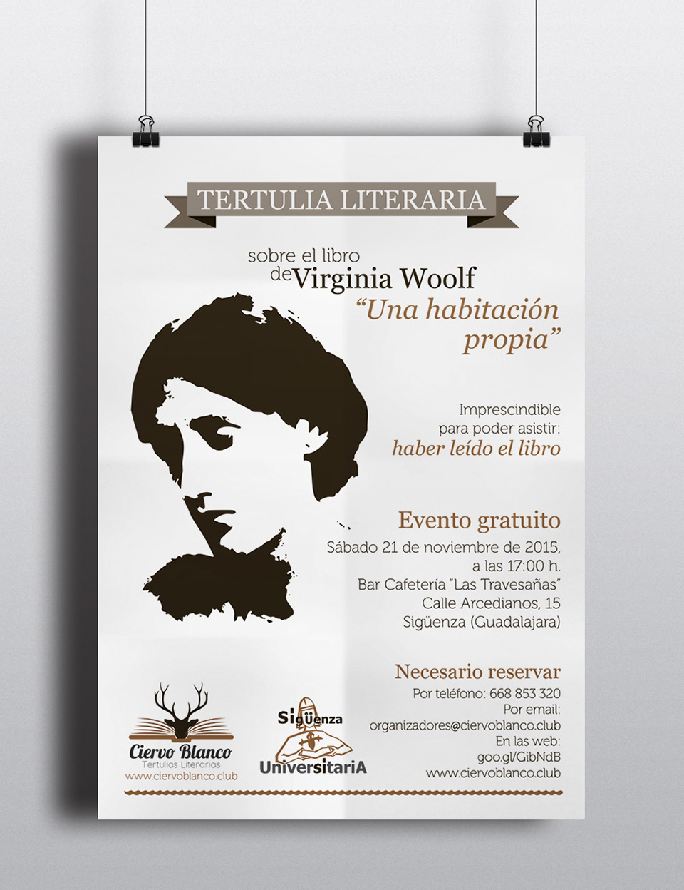 Cartel tertulia literaria sobre Virginia Woolf
