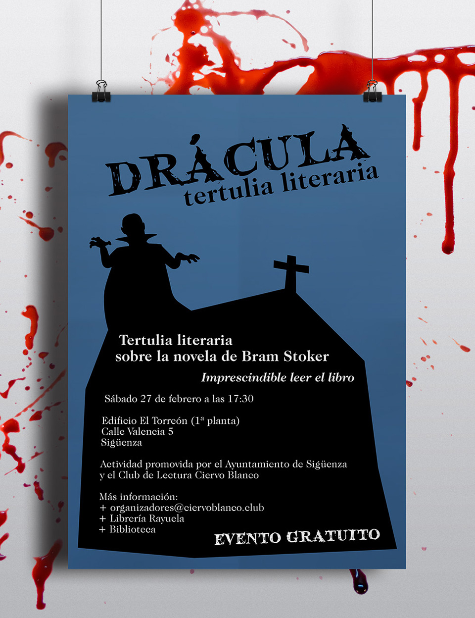 Cartel terturlia literaria sobre libro Drácula de Bram Stoker